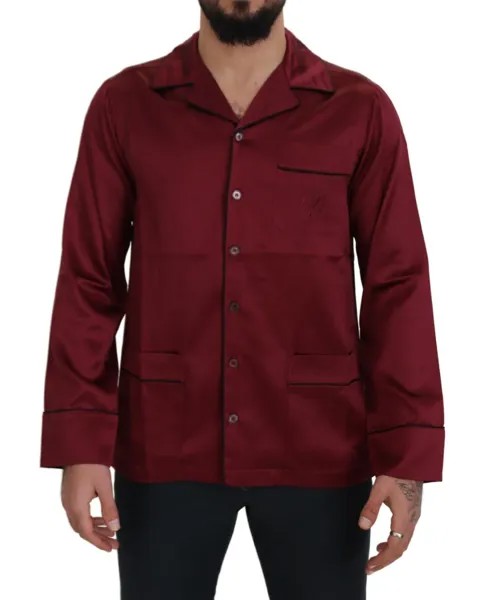 DOLCE - GABBANA Рубашка, красный шелковый топ для отдыха, пижама, одежда для сна 37/US14,5/XXS 1350 долларов США
