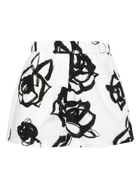 MSGM поплиновые шорты с цветочным принтом, черный
