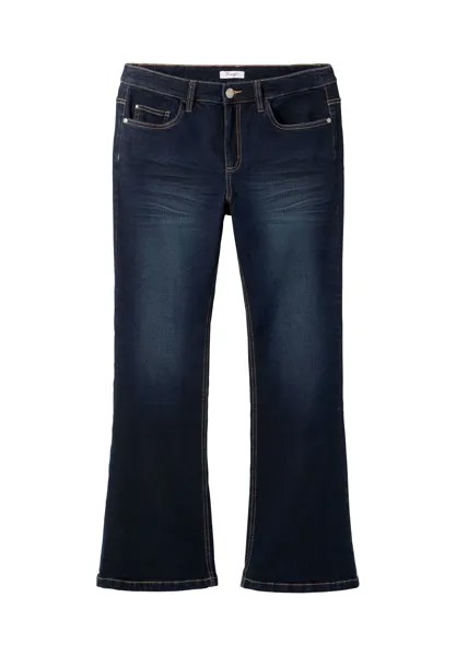 Джинсы с поношенными эффектами, удлиненные sheego, цвет Dark Blue Denim