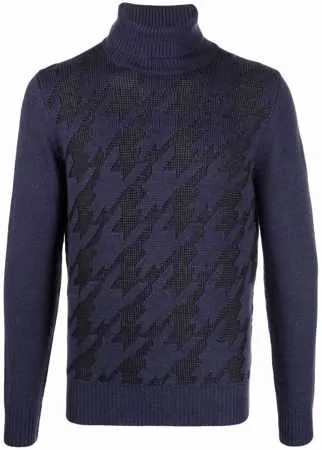 Canali джемпер с высоким воротником и узором в ломаную клетку