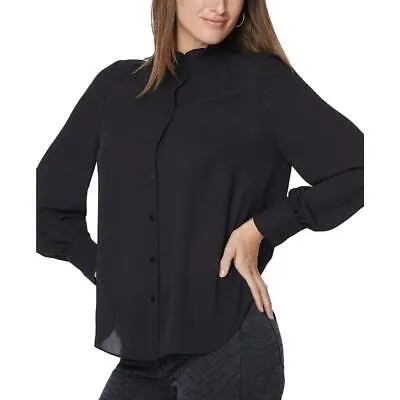 Женская черная блузка с принтом и рюшами NYDJ для работы, рубашка M BHFO 9468