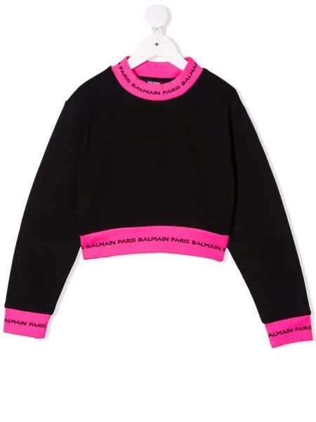 Balmain Kids укороченный топ с логотипом