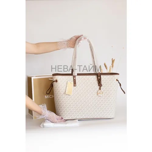 Сумка шоппер MICHAEL KORS, фактура тиснение, белый