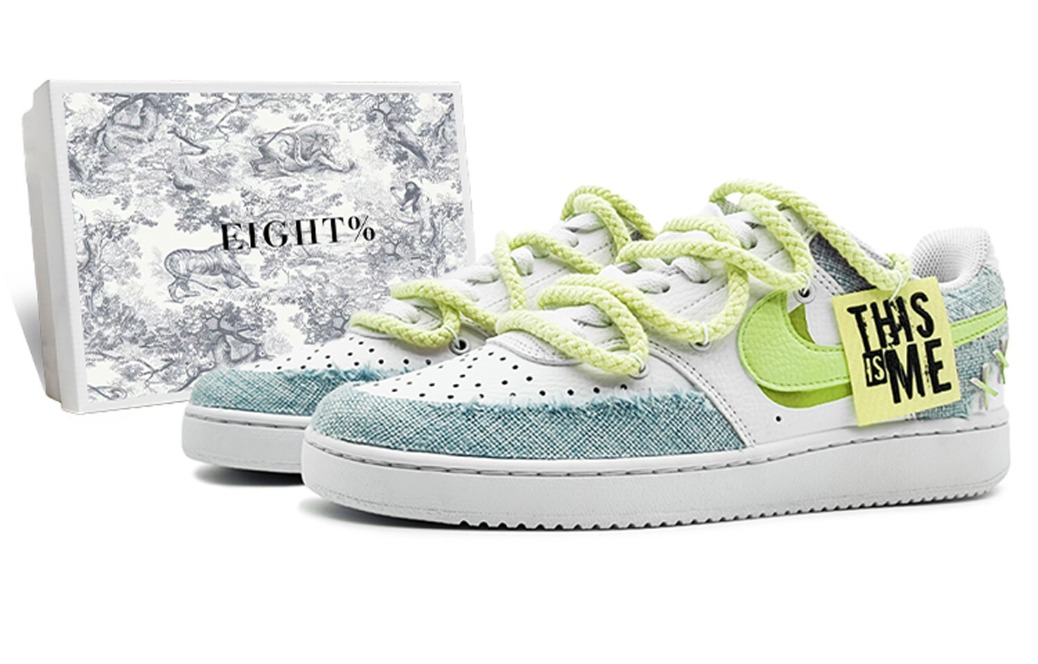 Кроссовки Nike Court Vision 1 Skateboarding Shoes Women's Low-top White/blue/green, светло-зеленый