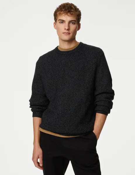 Толстый джемпер Supersoft с круглым вырезом Marks & Spencer, темно-синий