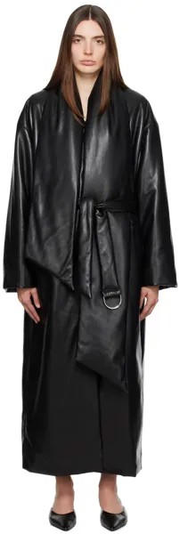 Черное кожаное пальто Amelie Vegan Nanushka