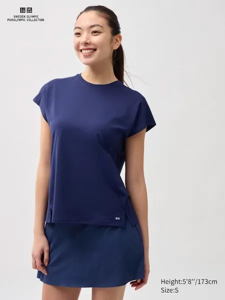 Футболка с французскими рукавами dry-ex Uniqlo, синий