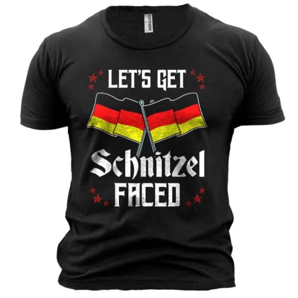 Let's Get Schnitzel Faced Мужская хлопковая футболка с графическим принтом немецкого флага