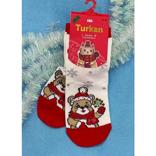 Носки Turkan размер 4-6, белый, красный