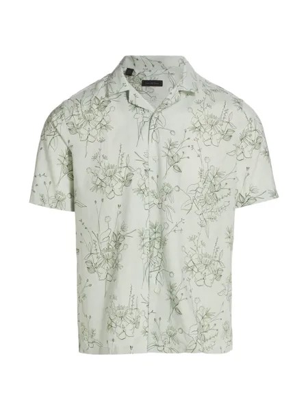 Рубашка из льна и хлопка Leaf Saks Fifth Avenue, оливковый
