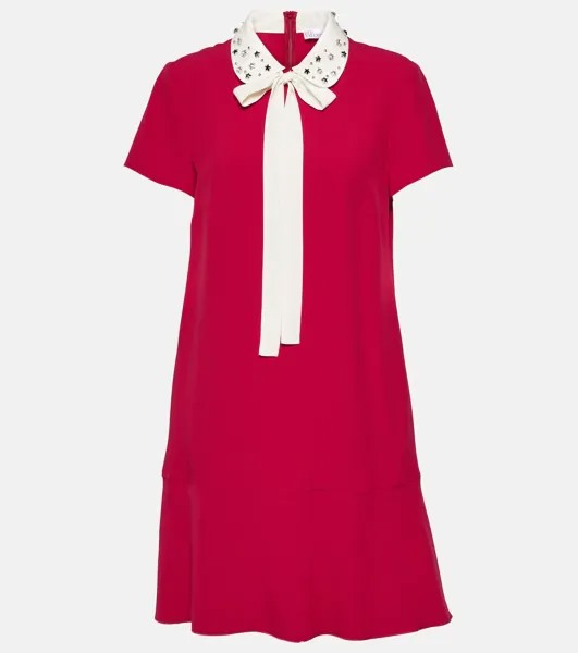 Мини-платье из крепа с вышивкой REDVALENTINO, красный