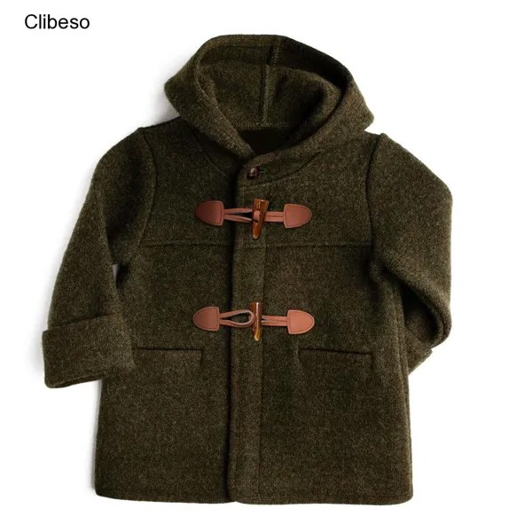 Спортивное пальто с капюшоном для маленьких мальчиков, детское эксклюзивное зимнее шерстяное пальто, Классическая Дизайнерская одежда, де...