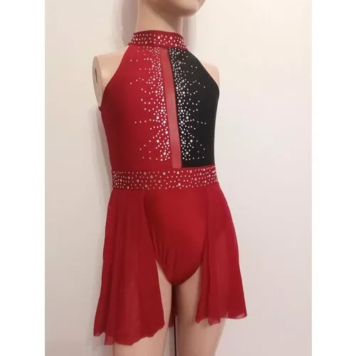 Комбинезон для гимнастики и танцев  купальник для художественнойгимнастики, размер 110-116, черный, бордовый