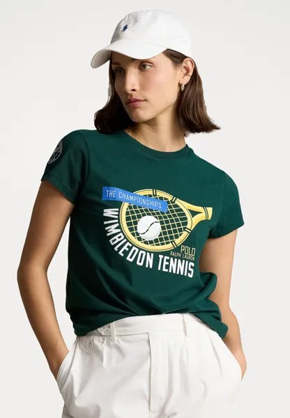 Футболка с принтом WIMBLEDON GRAPHIC JERSEY TEE Ralph Lauren, зеленый