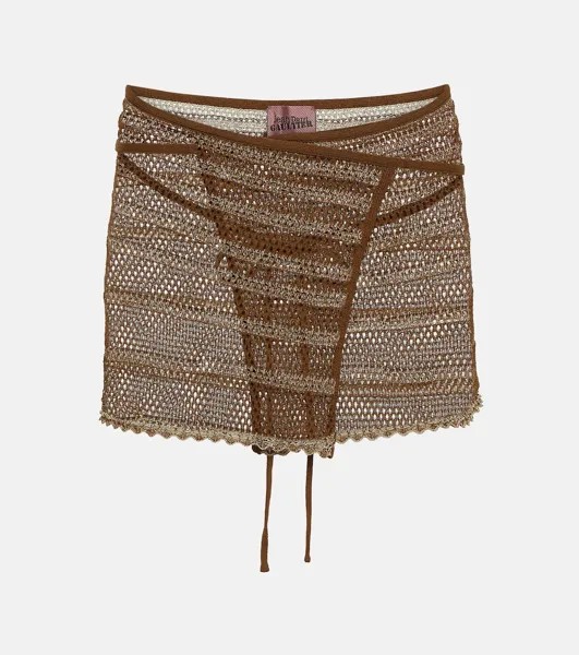 Мини-юбка с запахом и узором x knwls Jean Paul Gaultier, коричневый