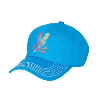 Мужская бейсболка с логотипом Psycho Bunny и ремешком на спине (синяя)