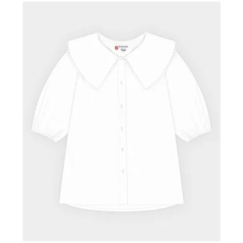 Школьная блуза Button Blue, укороченный рукав, размер 128, белый