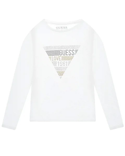 Белая толстовка с логотипом из страз Guess детская