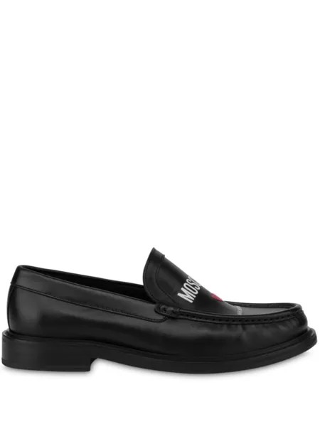 Moschino лоферы с логотипом, черный