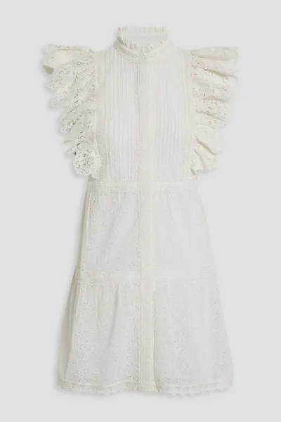Платье мини Pimmy из английской вышивки с защипами Alice + Olivia, цвет Off-white