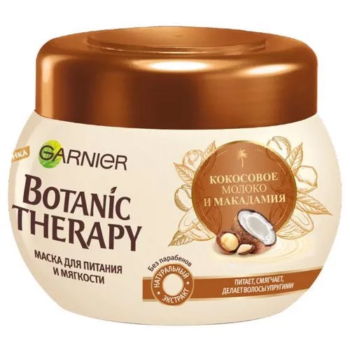 GARNIER Маска для волос Botanic Therapy Кокосовое молоко и макадамия для питания и мягкости, 300 мл