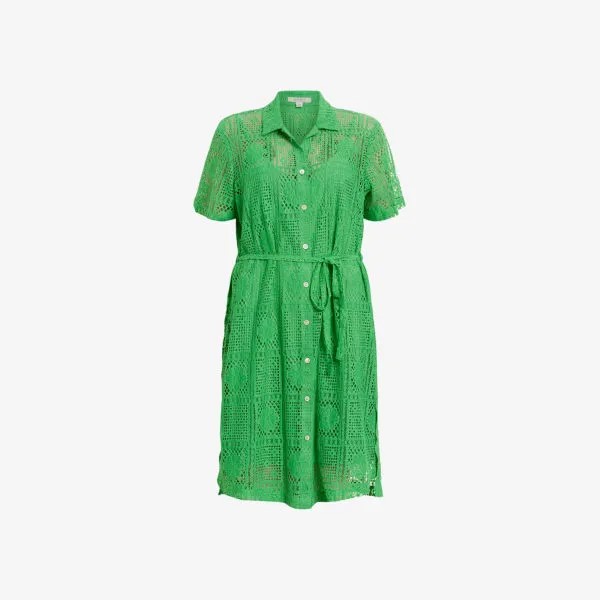 Платье мини athea стандартного кроя с поясом и поясом, связанное крючком Allsaints, зеленый