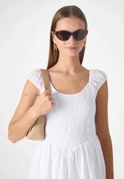 Повседневное платье SMOCKED RUFFLE American Eagle, белый