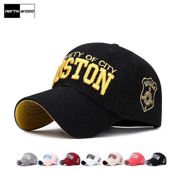 [НОРТВУД] BOSTON Cap Letters Хлопок Мужская бейсболка Женская летняя кепка Хип-хоп Snapback Caps Dad Hat Trucker Cap