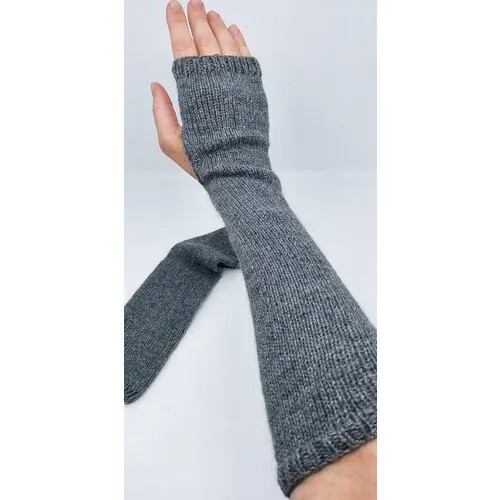 Митенки OK демисезонные, кашемир, удлиненные, размер 8, серый
