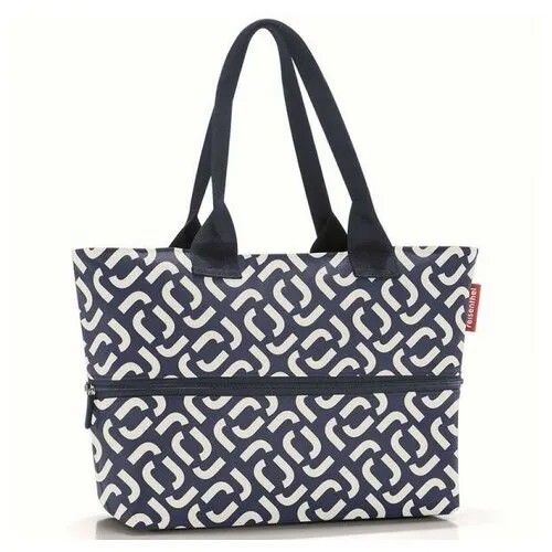 Шоппер женский Reisenthel Shopper E1 Signature Navy RJ4073, сумка шоппер, с принтом, с карманом, мягкий