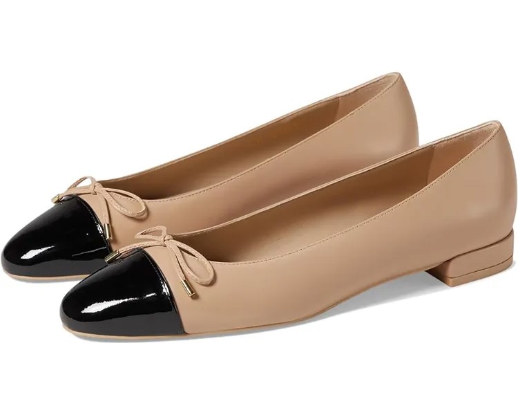 Туфли на плоской подошве Stuart Weitzman Sleek Bow Flat, цвет Adobe/Black