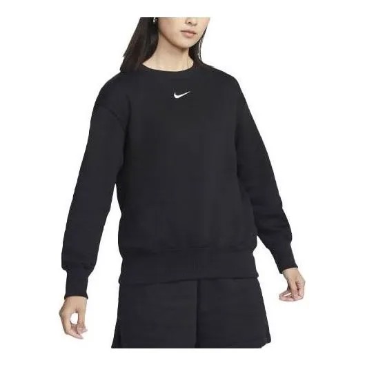 Толстовка (WMNS) Nike Sportswear Phoenix Fleece Wide Fit Crew Neck Sweatshirt 'Black', черный