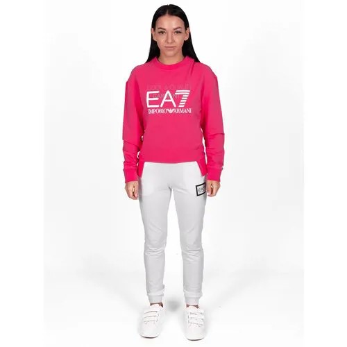 Костюм EA7, свитшот и брюки, повседневный стиль, манжеты, размер M (42 IT), белый, розовый