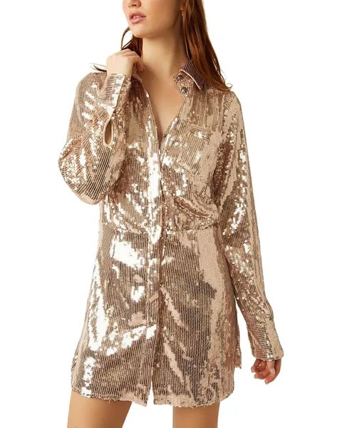 Платье Free People Sophie Sequin Mini, цвет Champagne