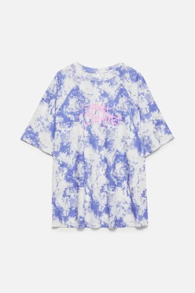 Футболка oversize спортивная из сетки с принтом