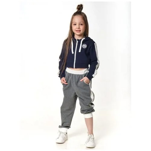 Комплект одежды Mini Maxi, толстовка и брюки, повседневный стиль, размер 98, синий, серый