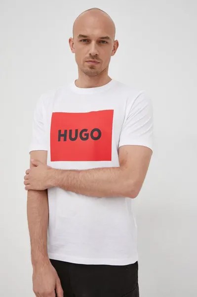 Хлопковая футболка Hugo, белый