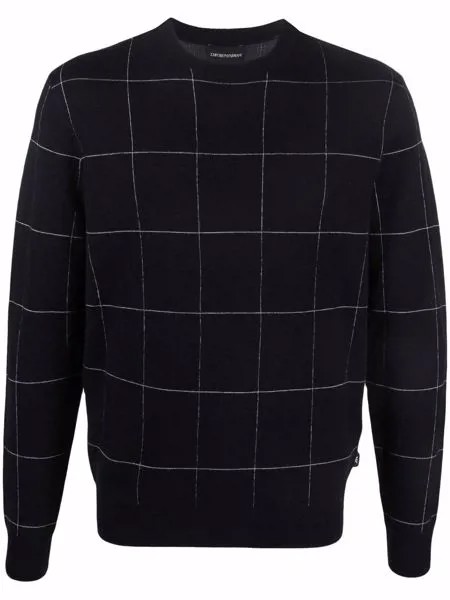 Emporio Armani клетчатый джемпер с круглым вырезом