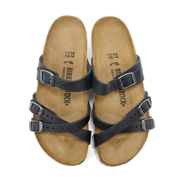 Женские сандалии Birkenstock Franca, черные промасленные кожаные шлепанцы, НОВИНКА