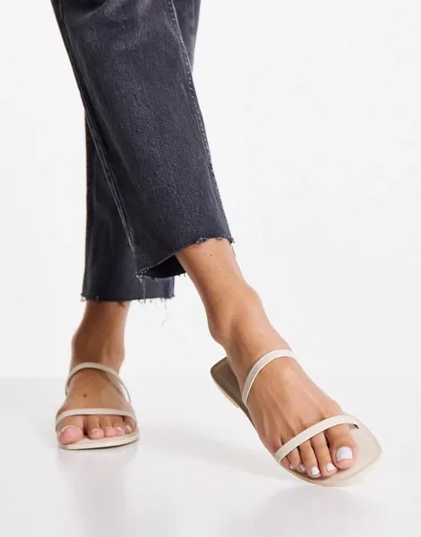 Кремовые сандалии на плоской подошве с ремешками Vero Moda-Белый