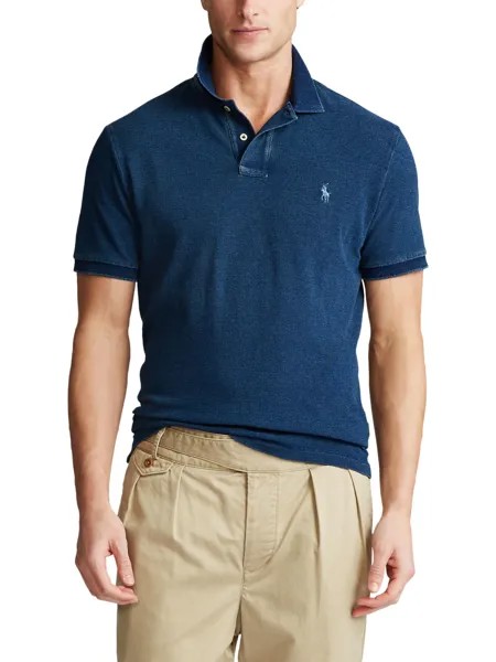 Рубашка-поло приталенного кроя с короткими рукавами Polo Ralph Lauren, темно-индиго