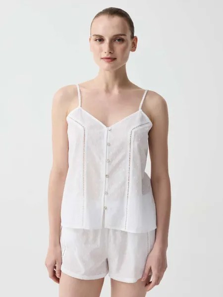 Короткая хлопковая пижама добби Ovs, цвет optical white