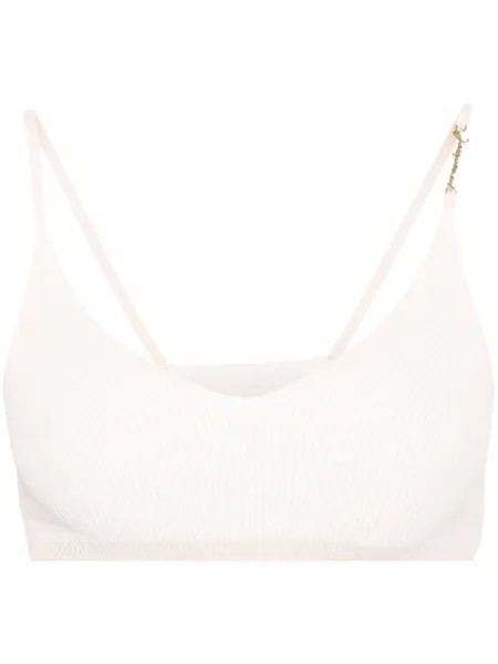 Укороченный топ Le Bandeau Pralu в рубчик Jacquemus, бежевый