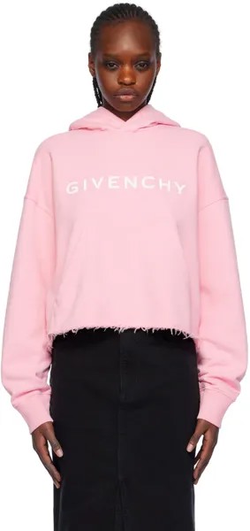 Розовый укороченный худи Givenchy