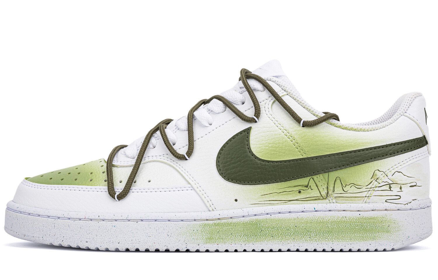 Кроссовки Nike Court Vision 1 Skateboarding Shoes Unisex Low-top White/green, зеленый