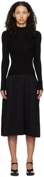 Черное платье-миди со вставками Mm6 Maison Margiela, цвет Black