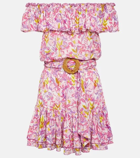 Мини-платье bella с открытыми плечами и принтом Poupette St Barth, розовый