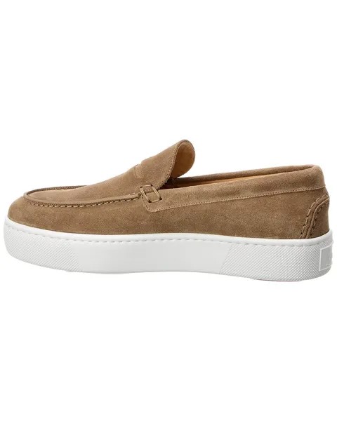 Christian Louboutin Paqueboat Замшевые кроссовки на платформе, бежевый