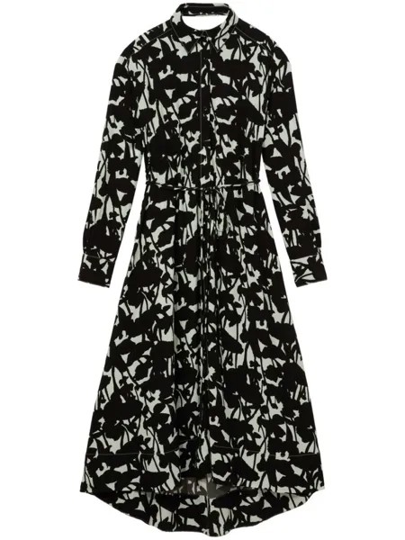 Proenza Schouler White Label floral-print long-sleeve shirt dress, черный
