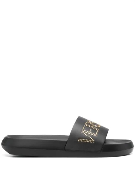 Versace шлепанцы с логотипом, черный